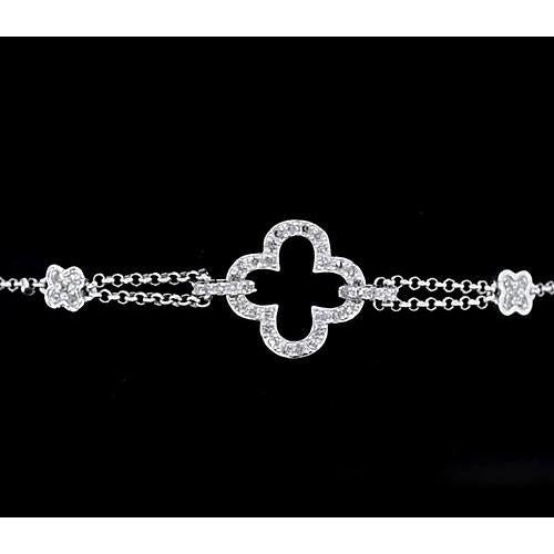 Genuine Diamond Crosses Bracelet Women White Gold Jewelry