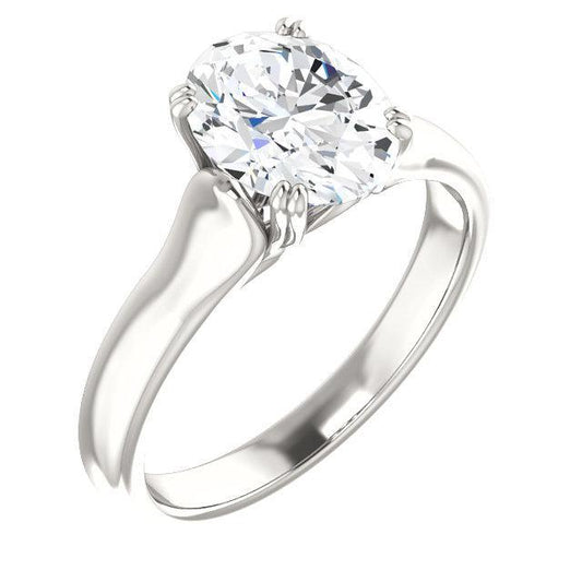 Genuine Diamond Engagement Oval Solitaire Ring 3.50 Carats White Gold
