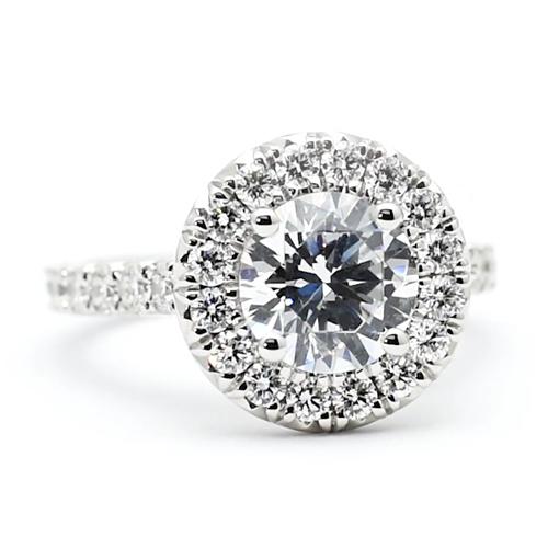 Genuine Diamond Engagement Ring 3 Carats Halo Round Cut 