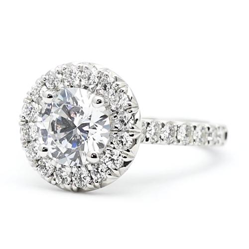 Genuine Diamond Engagement Ring Halo Round Cut White Gold 14K