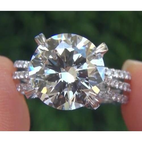 Genuine Diamond Engagement Ring 4.50 Carats Split Shank Claw Setting Jewelry