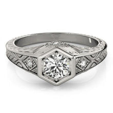 Genuine Diamond Engagement Ring Engraved 1.50 Carat WG 14K