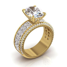 Natural Earth Mined Diamond Engagement Ring Oval Center 6.95 Carats Yellow Gold 14K