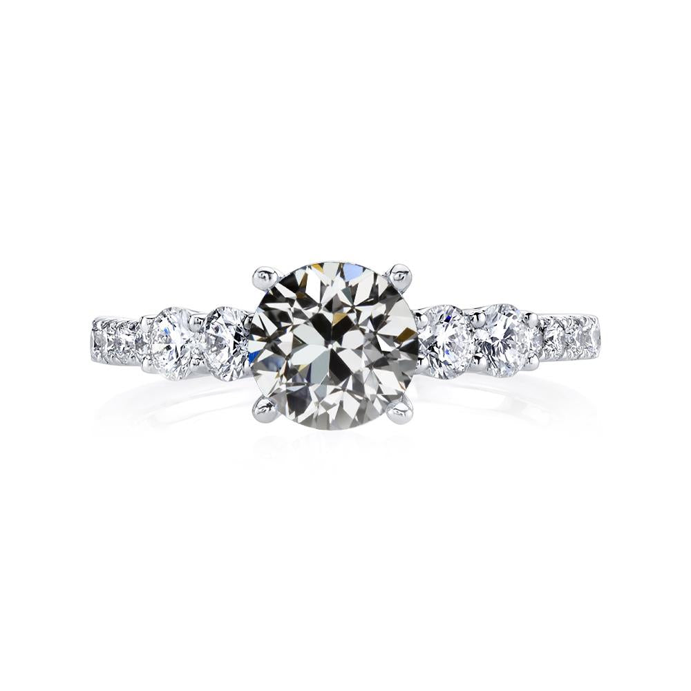 Genuine Diamond Engagement Ring Round Old Mine Cut White Gold 5 Carats