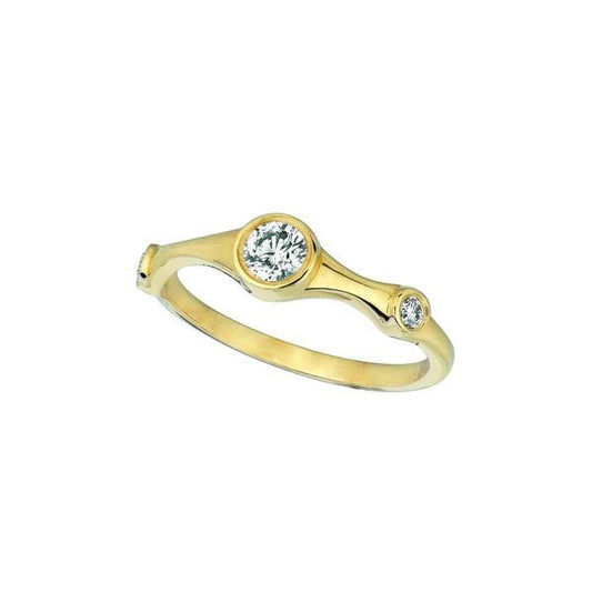 Genuine Diamond Fancy Ring 0.31 Carats 14K Yellow Gold Half Eternity Band