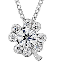Genuine Diamond Flower Style Pendant Necklace With Chain 2.70 Carat WG 14K