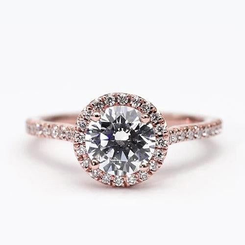 Genuine Diamond Halo Ring 2.50 Carats Rose Gold Accented Jewelry New