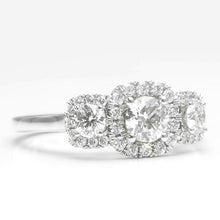 Genuine Diamond Halo Ring 2.75 Carats Prong Setting White Gold 