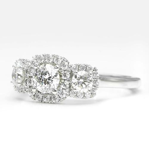 Genuine Diamond Halo Ring 2.75 Carats White Gold Women Jewelry