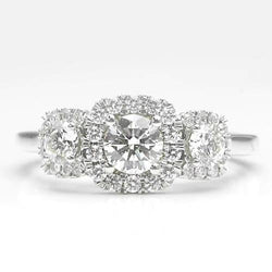 Genuine Diamond Halo Ring 2.75 Carats Prong Setting White Gold Women Jewelry