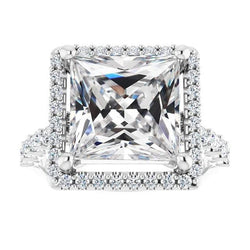 Genuine Natural Earth Mined Diamond Halo Ring Square Cut Old Miner Ladies Gold Jewellery 9 Carats
