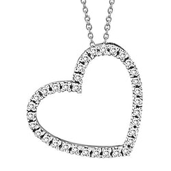Genuine Diamond Heart Pendant Necklace White Gold 2 Carats