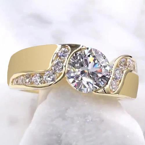 Genuine Diamond Jewelry 2 Carats Tension Style Setting Engagement