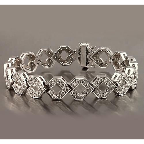 Genuine Diamond Men's Bracelet 16 Carats White Gold 14K New