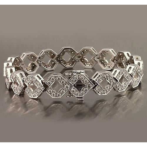 Genuine Diamond Men's Bracelet 16 Carats White Gold 14K New