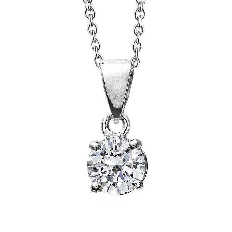 Genuine Diamond Necklace Pendant 1.25 Carats White Gold 14K Round Cut