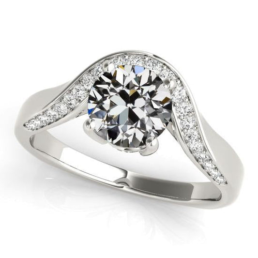 Genuine Diamond Old Mine Cut Engagement Ring 4 Prong Set 3.50 Carats