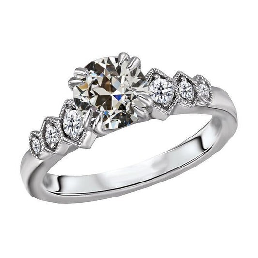 Diamond Round Old Cut Anniversary Ring Double Prong Set 4 Carats