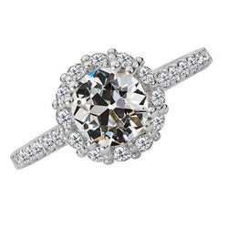 Genuine Diamond Round Old Mine Cut Halo Engagement Ring 5.50 Carats White Gold