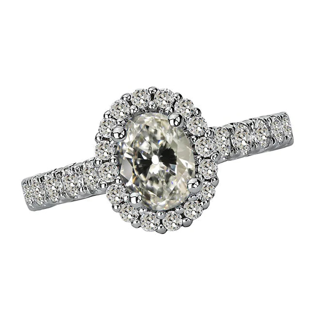 Genuine Diamond Round & Oval Old Mine Cut Halo Ring Jewelry 5 Carats