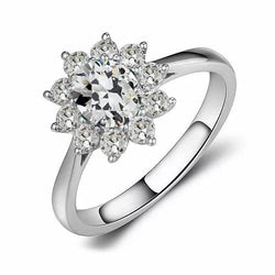 Natural Diamond Round & Oval Old Miner Halo Ring Flower Style 3 Carats