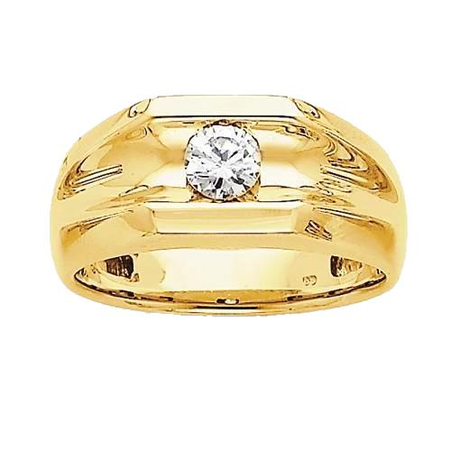 Genuine Diamond Solitaire Engagement Men's Ring 0.50 Carats Yellow Gold 14K