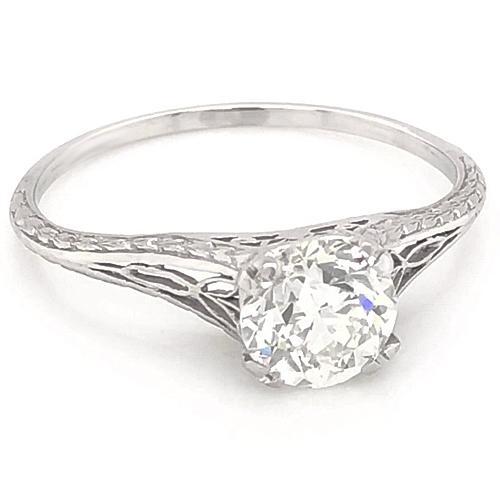 Diamond Solitaire Engagement Ring 1 Carat Filigree White Gold 14K