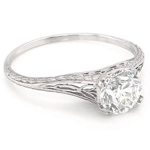 Diamond Solitaire Engagement Ring 1 Carat Filigree White Gold 14K