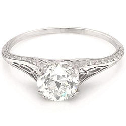 Genuine Diamond Solitaire Engagement Ring 1 Carat Filigree White Gold 14K