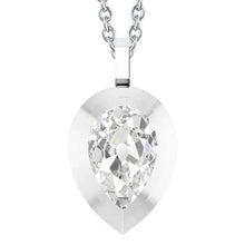 Genuine Diamond Solitaire Pendant Pear Old Mine Cut 3 Carats Gold Jewelry