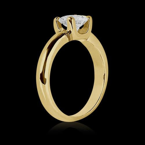 Genuine Diamond Solitaire Ring Yellow Gold New Jewelry