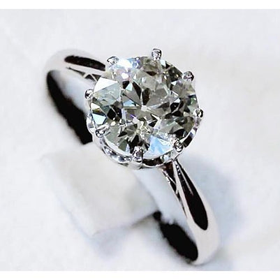 Genuine Diamond Solitaire Ring 2.50 Carats Old Mine Classic Women Jewelry