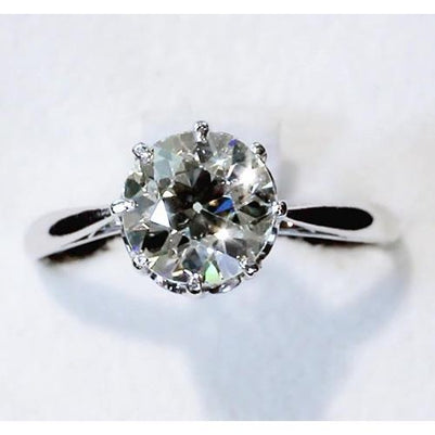 Genuine Diamond Solitaire Ring 2.50 Carats Old Mine Classic Women Jewelry