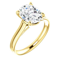 Genuine Diamond Solitaire Ring 5 Carats Women Yellow Gold Jewelry New