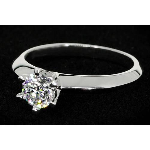 Genuine Diamond Solitaire Round Promise Ring White Gold 14K