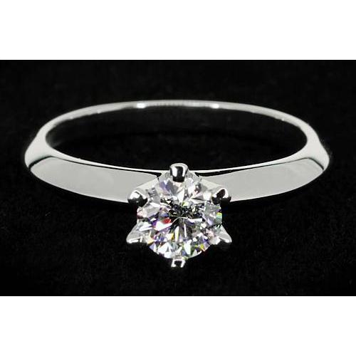 Genuine Diamond Solitaire Round Promise Ring 1 Carat White Gold 14K