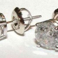 Genuine Diamond Stud Earrings 1.80 Carats New White Gold 14K