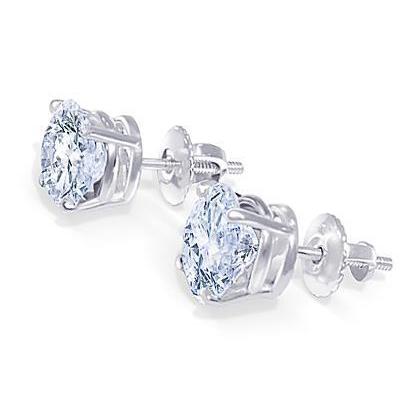 Genuine Diamond Stud Earrings 1.80 Carats White Gold 14K