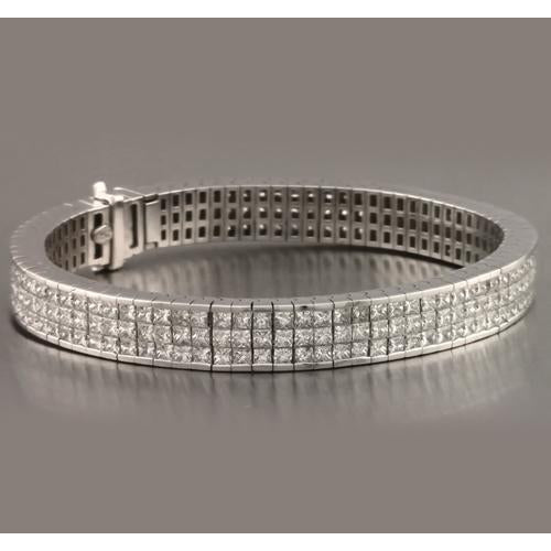 Genuine Diamond Tennis Bracelet Pave Set 24.90 Carats White Gold 14K