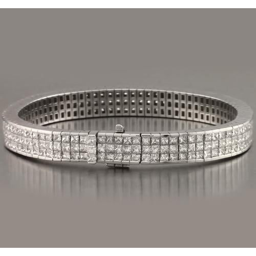 Genuine Diamond Tennis Bracelet Pave Set 24.90 Carats White Gold 14K