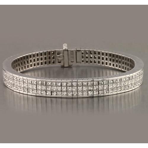 Genuine Diamond Tennis Bracelet Pave Set 24.90 Carats White Gold 14K