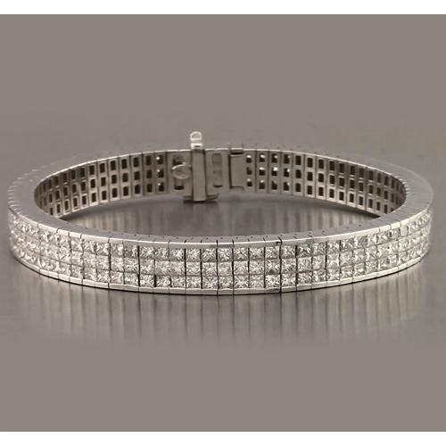 Genuine Diamond Tennis Bracelet Pave Set 24.90 Carats White Gold 14K