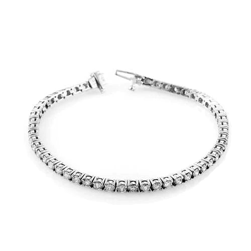 Genuine Diamond Tennis Bracelet Round Cut 6 Carats White Gold Jewelry