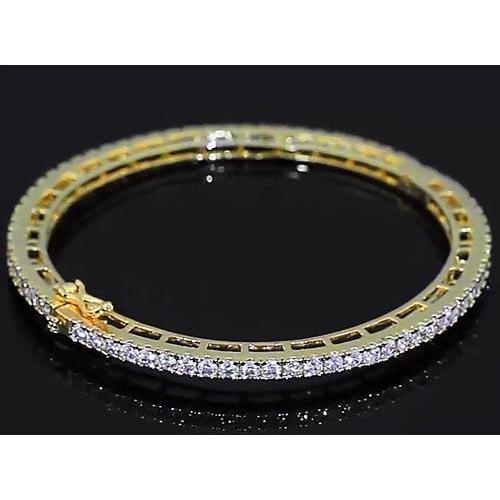 Genuine Diamond Women Bangle 4 Carats Yellow Gold 14K 