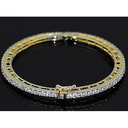 Genuine Diamond Women Bangle Yellow Gold 14K Jewelry New