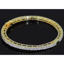 Genuine Diamond Women Bangle 4 Carats Yellow Gold 14K Jewelry New