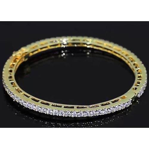 Genuine Diamond Women Bangle 4 Carats Yellow Gold 14K Jewelry New