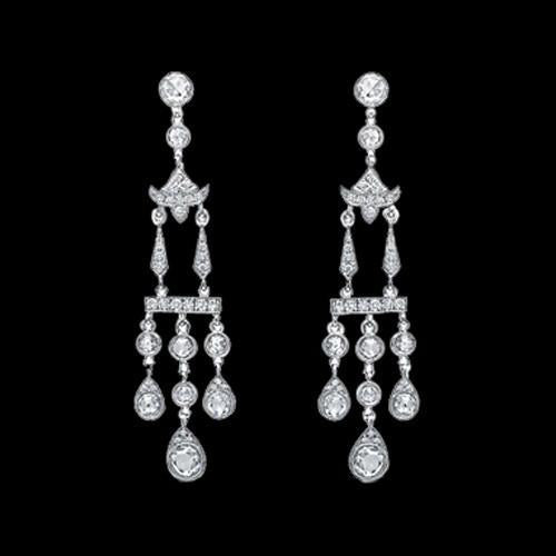 Genuine Diamonds Chandelier Earring 3.5 Carat White Gold Hanging Jewelry Women