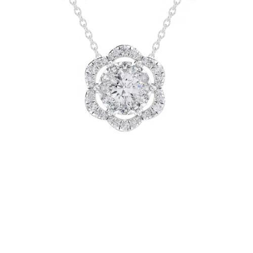 Genuine Diamonds Pendant Necklace 3.00 Carats White Gold 14K