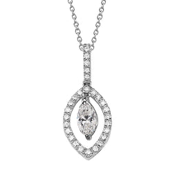 Genuine Natural Earth Mined Diamonds Pendant Necklace With Chain 2.15 Carats Gold White 14K